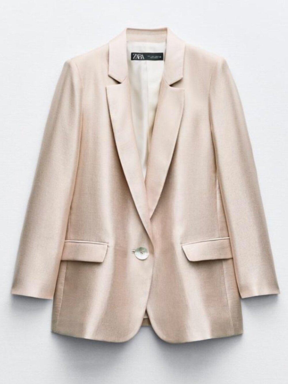Zara Shiny Effect Blazer Light Beige S